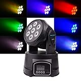 Moving Head Stage Light, 7X8W RGBW Mini Moving Beams Rotating Head lighting for Bars Disco hall Performance Places Sound Activated,Master-slave, Auto Running 2018 Latest Update
