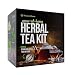 Grow 4 of Your Own Organic Herbal Tea Kit + Stainless Steel Tea Infuser - Chamomile, Peppermint, Lemon Balm, Red Clover - Everything Included: Pots, Soil, Seeds, Booklet, Bamboo Plant Labels