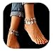 ZEALMER 2pcs Pack Boho Vintage Beads Tassel Anklet Retro Style Beads Flower Ankle Foot Chain Jewelry (Retro Coin Anklet)