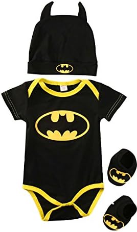Batman Baby Onesie, 3 Piece Outfits Set Short Sleeve, 0-3 Months