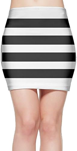Women's Classic Sexy Tight Mini Skirt Dress Stripe Crew Bandage Straight Fitted Bodycon Stretch Fabric