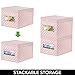 mDesign Large Soft Stackable Fabric Baby Nursery Storage Organizer Holder Bin Box with Front Window and Lid for Child/Kids Bedroom, Playroom, Classroom - 2 Pack - Pink/White Polka Dot