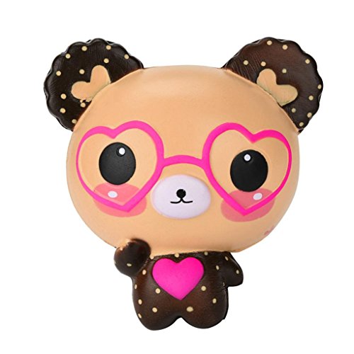 Stress Relief Toys ,Vanvler Cute Glasses Bear [ Jumbo Slow Rising Squishies ] Scented Squeeze Decor (Brown)