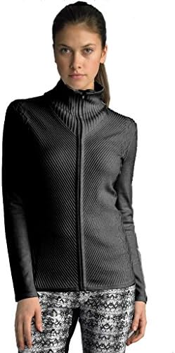 FOCUS 2000 Ladies Mock Neck Multi Cable Sweater Open Cardigan