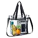 Clear Tote Bag Stadium Approved, Clear Messenger Shoulder Bag with Front Pocket and Adjustable Strap for Work, School, Concerts and Sporting Event