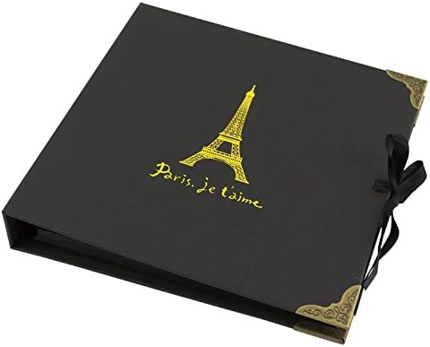 AnnyMart Scrapbook Vintage Photo Album Anniversary Scrapbook DIY Photo Albums Valentines Day Gifts Christmas Gifts with Decorate Supplies and High Grade Packaging(middle size) (Eiffel Tower)