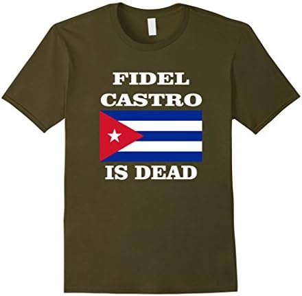 Men's FIDEL CASTRO IS DEAD CUBAN FLAG NEW T-SHIRT Medium Olive