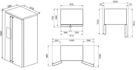 Smeg SBS8004AO Independiente A+ Antracita nevera puerta lado a ...