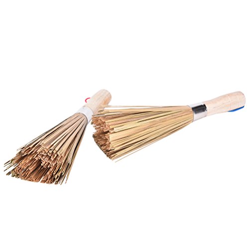 2PCS Cleaning Whisk Bamboo Wok Brushes,10inch