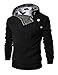 4BH Mens Casual Luxury Buckle Hoodie Slim Cotton Sweatshirts BLACK US L(Tag size 2XL)