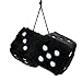 MR CARTOOL Car Fuzzy Dice,3 inch Pair Retro Square Mirror Hanging Dice, Couple Fuzzy Plush Dice Dots Car Interior Ornament Decoration (Black)