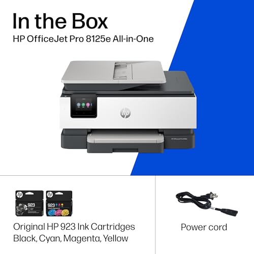 HP OfficeJet Pro 8125e Wireless All-in-One Color Inkjet Printer, Print, scan, Copy, ADF, Duplex Printing Best-for-Home Office, 3 Month Instant Ink Trial Included, AI-Enabled (405T6A)