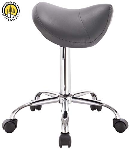 DevLon NorthWest Professional Saddle Stool Series Hydraulic Swivel Comfortable Ergonomic with Heavy Duty Metal Base for Clinic Dentist Spa Massage Salons Studio (GRAY)