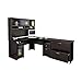 Bush Furniture Cabot 60W L Shaped Computer Desk with Hutch and Lateral File Cabinet in Espresso Oak