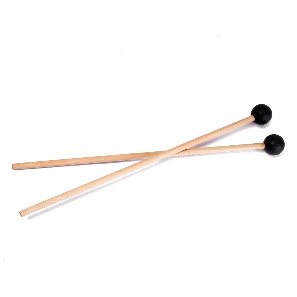 Alnicov 1 Pair Bell Mallets Rubber Mallets with Maple Wood Handle Black Drumstick for Percussion Bell Glockenspiel
