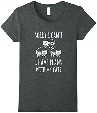 Womens Sorry I Can't I Have Plans With My Cats Shirt For Cat Lovers Small Dark Heather