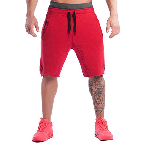 red sweatpant shorts