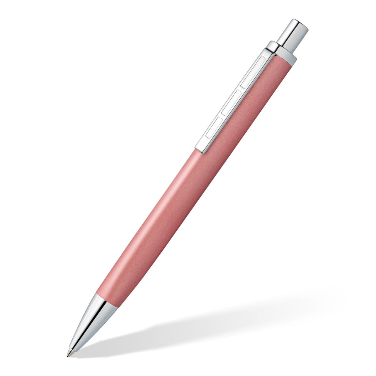 STAEDTLER Triplus 444 M20-3 Retractable Ballpoint Pen 444 M, Colour Radiant Rose, Premium Quality Metal Casing in Ergonomic Triangular Shape, Large Refill M, Ink Colour Blue, 444 M20-3