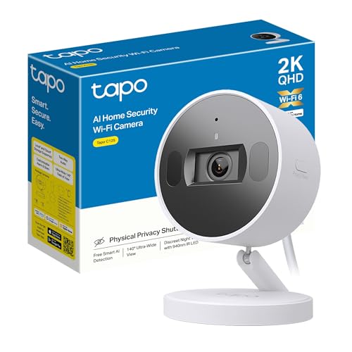 Tapo TP-Link C125 360° WiFi Security Camera, 2K Resolution, Physical Privacy Mode, Starlight Sensor, Intelligent AI Detection and Notification, Compatible with Alexa & Google Assistant