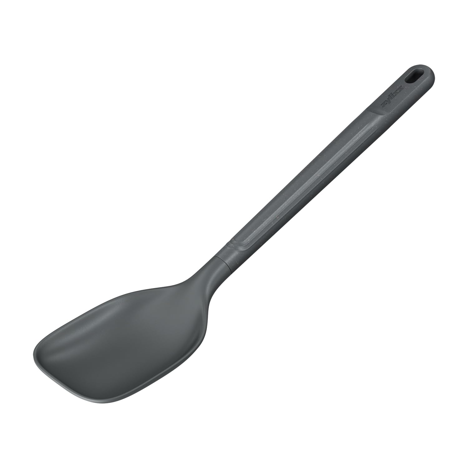 Zyliss Large Cooking Spoon, Sustainable Wheat Straw/Nylon, Non Stick, Heat Resistant Nylon Head, Kitchen Utensil, Beluga Grey, 31cm x 7.5cm, Dishwasher Safe