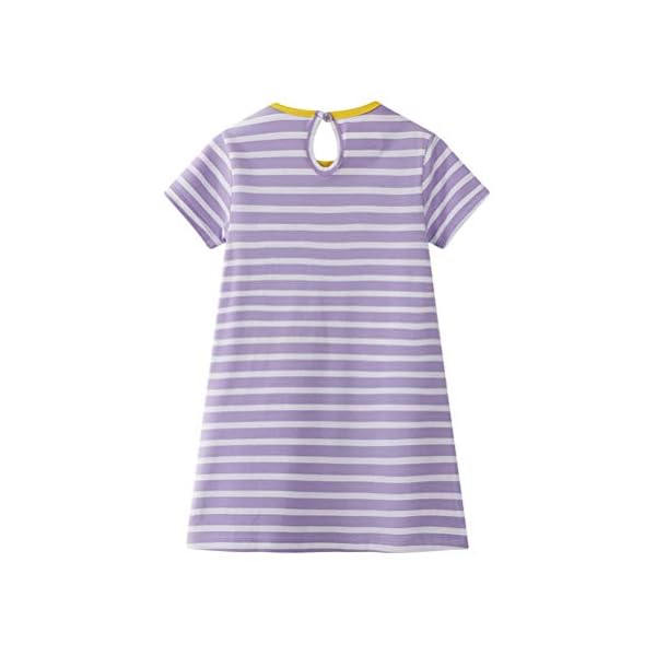 Eocom Little Girls Soft Summer Cotton Short Sleeve Dresses T-Shirt Casual Cartoon Dress Outfit 2-7 Years - Image 3