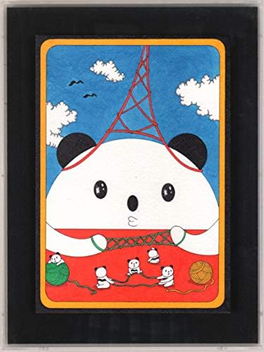 あごぱん あやとりするパンダ 現代アート 絵画 ポップアート パンダ 絵 アクリル画 額付き