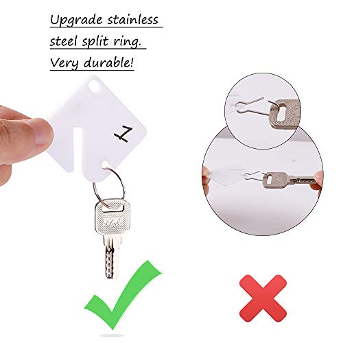 60 Packs Blank Plastic Key Tags Upgrade Round Split Ring Durable Key Identify Tags Bulk Key Tags for Key Cabinet 1.5 inches Square Shaped
