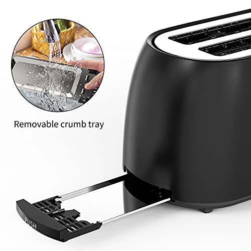 Toaster 4 Slice, Toaster 2 Long Slot, SACVON Retro Black Toasters