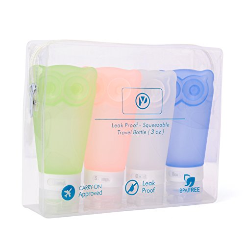 Travel Bottles Leak Proof Travel Toiletry Bottles set of 4 pack For All Liquid Toiletries Containers with TSA Approved Bag Travel Size toiletries Silicone