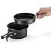 Flexzion Camping Cookware Mess Kit Compact 10pc Hiking Cooking Gear Set - for Outdoors, Backpacking, Campfire - Lightweight Portable Non Stick Pot & Pan with Utensils - Nylon Bag Accessories (Black)