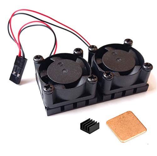 Easycargo Raspberry Pi Dual Fan Heatsink kit + Copper pad Shim + pre-Applied Thermal Conductive Adhesive Tape for Cooling Raspberry Pi 3 B+, Raspberry Pi 3 B, Raspberry Pi 2, Raspberry Pi B+ (1-Pack)