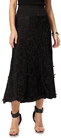 Goddess Area Women's Retro High Waist Casual Party Midi Skirt(M/Black)