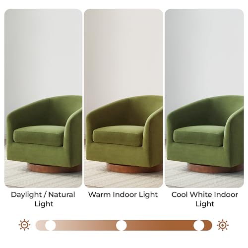 CHITA Swivel Accent Chair, FSC Certified Upholstered Velvet Barrel Chair for Living Room, Fully Assembled, Forest Green
