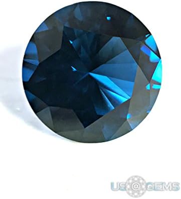 Topaz London Blue #141. Round 10 mm. 3,2 ct. SIAMITE Created Gemstone. US@GEMS
