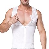 Tulucky Men's Slimming Body Shaper Tank Top Front Zipper Corset Vest(white,M)