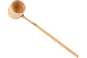 TOBBOMEY Bamboo Ladle Japanese Style Wooden Handle Tea Spoon Long Handle Handmade Small Water Dipper for Tea