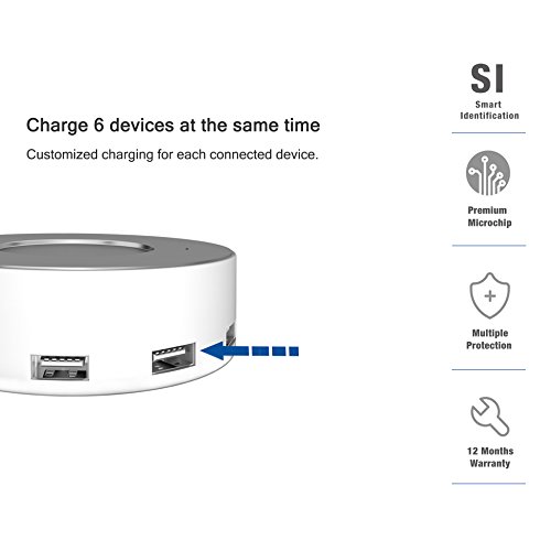 Vogek 6-Port USB Charger Desktop Charging Station with Smart Identification (White) - //coolthings.us