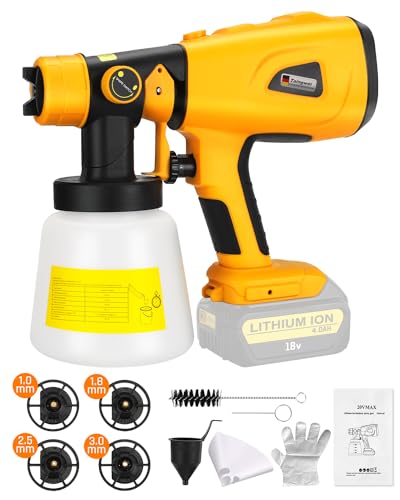 Taingwei Cordless Painting Spray Gun for Dewalt 20v 60v Battery (Tool Only), 200W HVLP Brushless Sprayer for Cabinets Cars Walls - Furniture Coating, Wood Stain Application, No Paint Included
