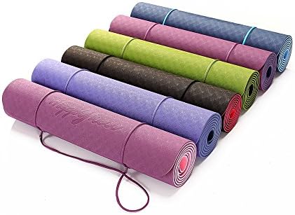 HappYness 1/4-Inch High Density Eco-friendly TPE Yoga Mat, 72-Inches x 24-Inches x 0.24-Inches, Blue and Light Blue