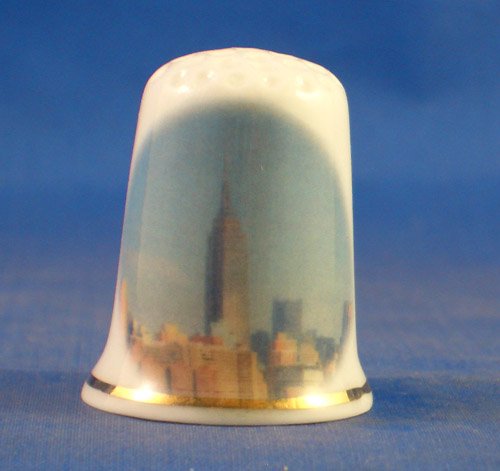 Porcelain China Collectable Thimble - Empire State Building New York with Free Gift Box