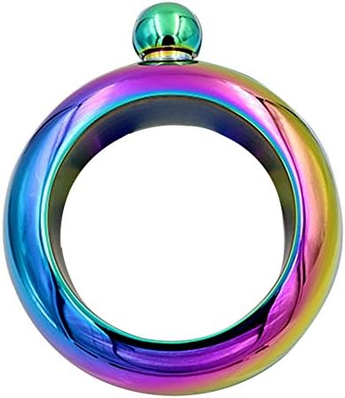 Bracelet Flask, Erockbuy 304 Stainless Steel Pocket Hip Flask, Rainbow Liquor Flask Novelty Gift