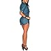 Lisli Women Long Sleeve Denim Jeans Jumpsuit Bodysuit Shorts Romper Playsuit