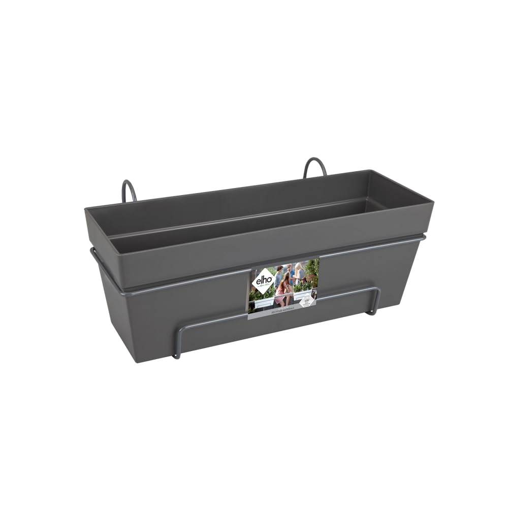 elho Loft Urban Trough Allin1 50 - Planter for Balcony & Outdoor - Ø 49.0 x H 20.5 cm - Black/Anthracite
