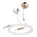 Sports Earbuds with Microphone, 3.5mm In-Ear Wired Bass Stereo Ear buds Earphones Headphones with Remote and Mic Universal for iPhones, iPads, iPods, Android, PC, Windows, Mac(gold)
