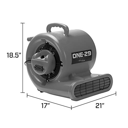 BlueDri One-29 1/3 HP High Velocity Heavy Duty Portable Air Mover Floor Carpet Dryer Blower Fan for Water Damage Equipment Restoration, Gray - Thumbnail 4