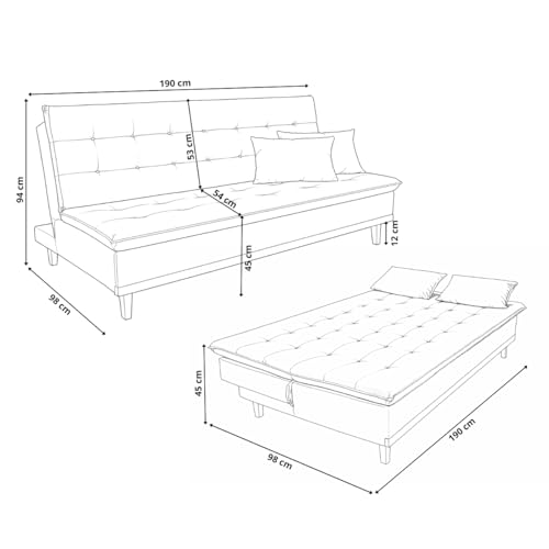 Sofá-Cama Reclinável 3 Lugares Santorini em Veludo Casal com Pés de Madeira (PRETO)