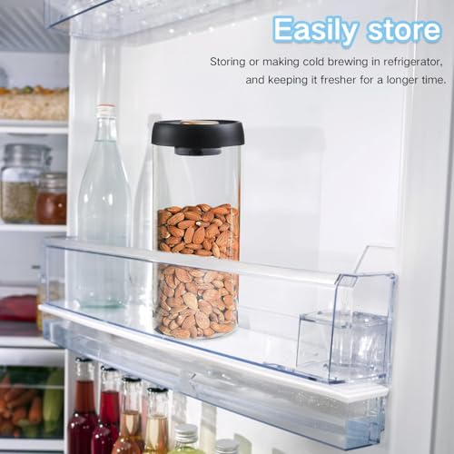 JWWYJ Borosilicate Glass Kitchen Storage Jars, Coffee Canisters with Airtight Lid Seal, Food Storage Containers - Perfect for Coffee Beans, Tea, Sugar, Candy, Spices, Rice (1800ml/60 Ounces)