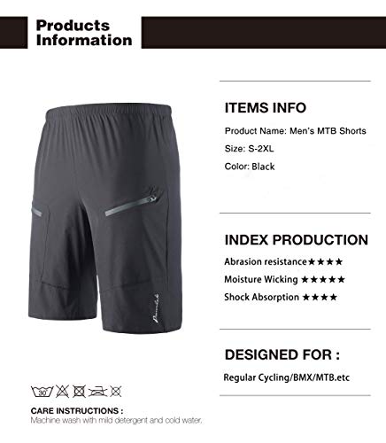 image for Przewalski Men’s MTB Mountain Bike Cycling Shorts w/Padded Underwear