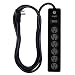 GE 6 Outlet Surge Protector, 10 Ft Extension Cord, Power Strip, 600 Joules, Twist-to-Close Safety Covers, Black, 37442 primary