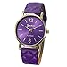 Ikevan Fashion Women Geneva Roman Watch Lady Leather Band Analog Quartz Wrist Watch (Purple)